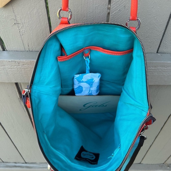 Gabs G3 Plus Size Large Convertible Shopping Tote Bad Orange Leather Like New - Picture 9 of 16